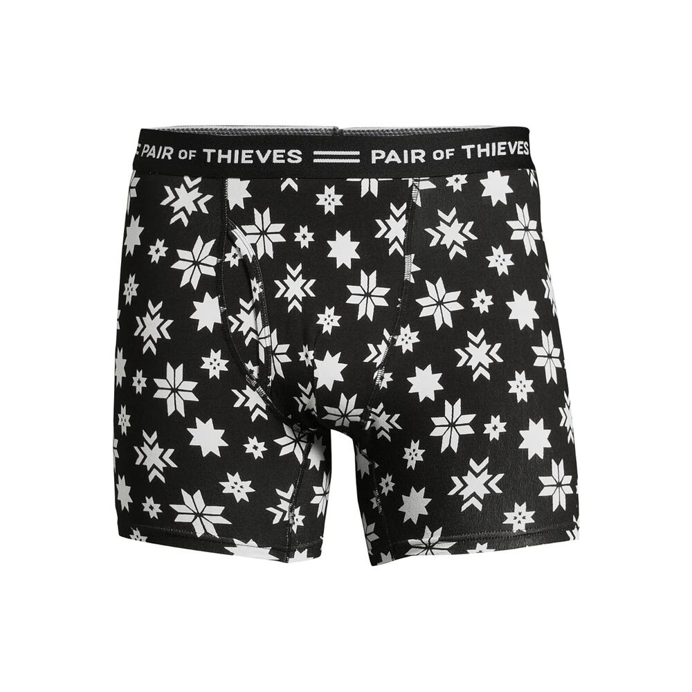 Pair Of Thieves Men's 4-Way Stretch Snowflake Boxer Briefs, 1-Pack, Small